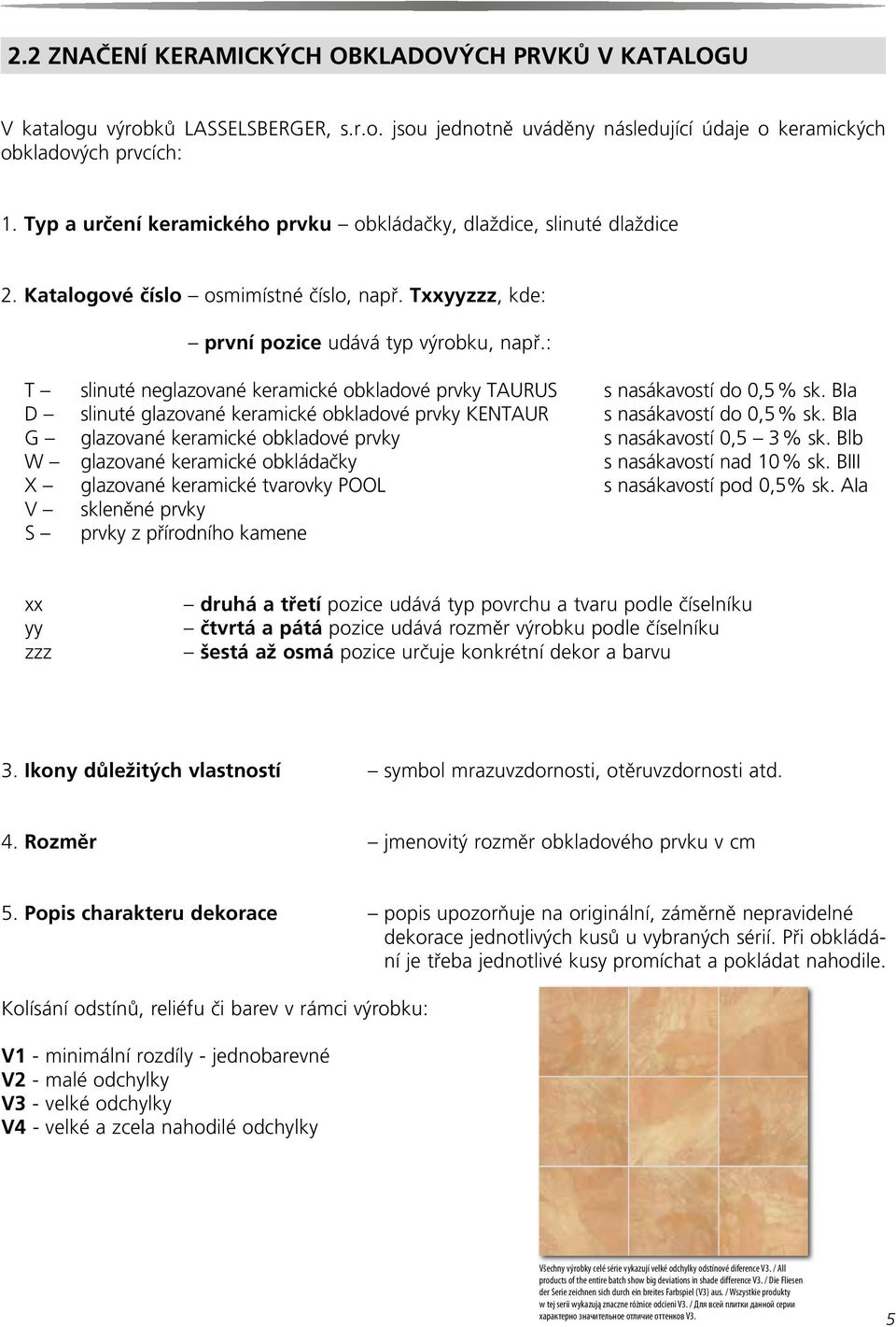 : T slinuté neglazované keramické obkladové prvky TAURUS s nasákavostí do 0,5 % sk. BIa D slinuté glazované keramické obkladové prvky KENTAUR s nasákavostí do 0,5 % sk.