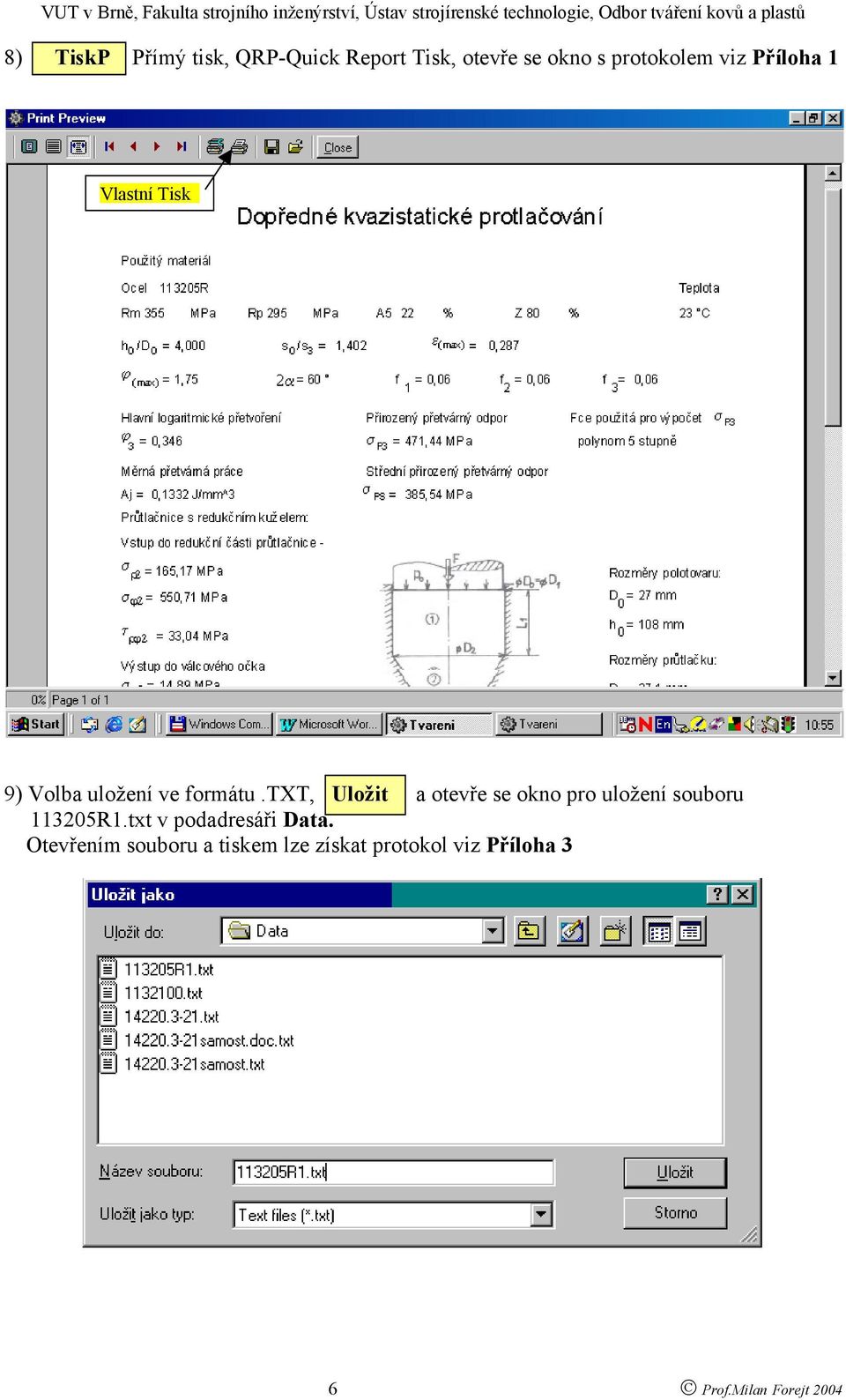 txt, Uložit a otevře se okno pro uložení souboru 113205R1.