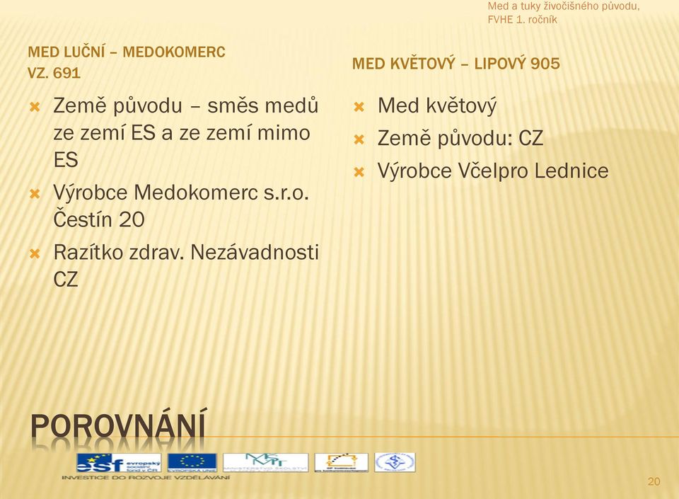 Výrobce Medokomerc s.r.o. Čestín 20 Razítko zdrav.