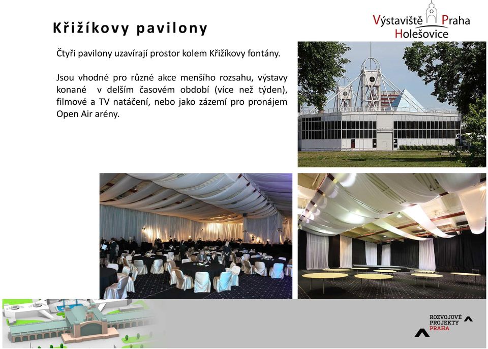 Jsou vhodné pro různé akce menšího rozsahu, výstavy konané v