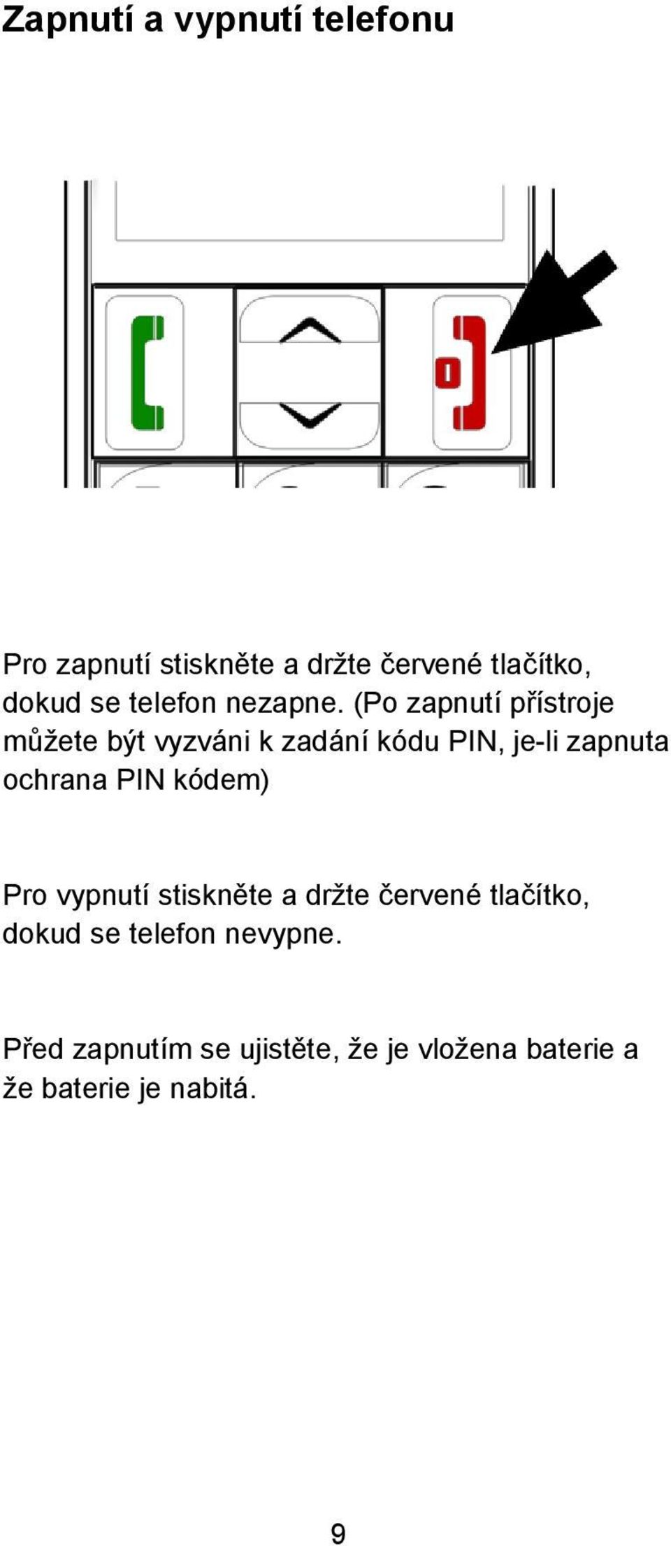 (Po zapnutí přístroje můžete být vyzváni k zadání kódu PIN, je-li zapnuta ochrana PIN