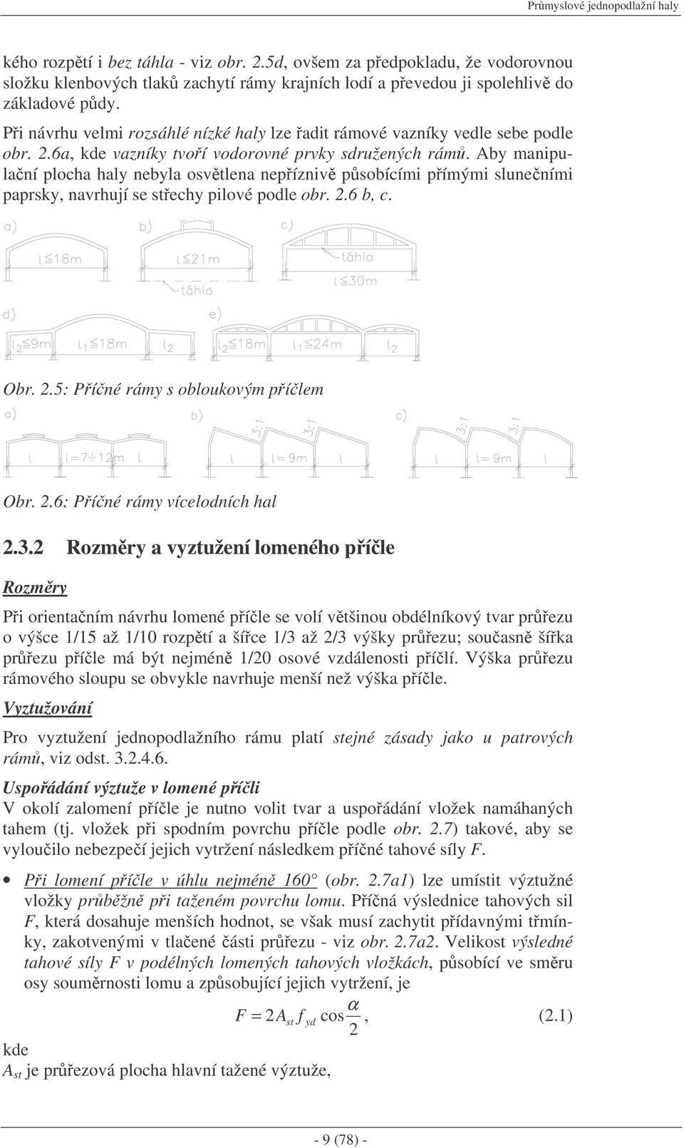 Aby manipulaní plocha haly nebyla osvtlena nepízniv psobícími pímými sluneními paprsky, navrhují se stechy pilové podle obr..6 b, c. Obr..5: Píné rámy s obloukovým pílem Obr.