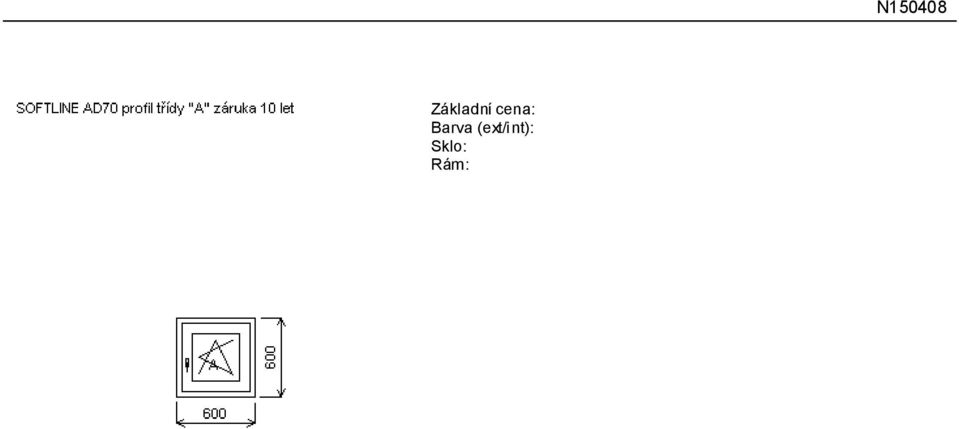 Stavební otvor: 1080,0 x 2090,0 mm Jednodílné vchodové dveře Rám SL/AD70 80 5K Práh: VD AD70 AL+plast šedý Křídlo VD SL/AD 120