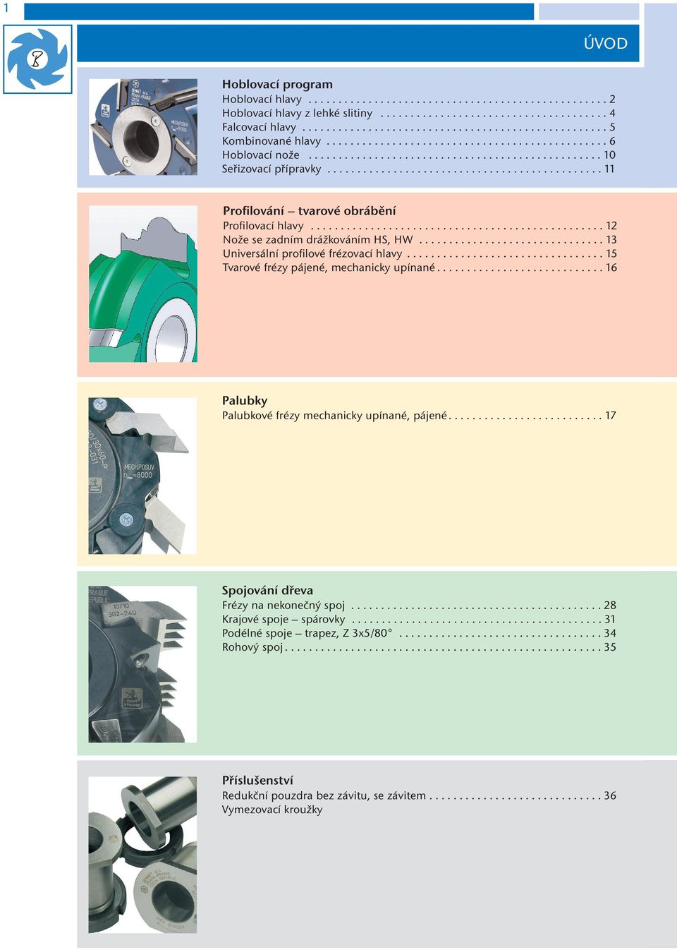 ............................................. 11 Profilování tvarové obrábění Profilovací hlavy................................................. 12 Nože se zadním drážkováním HS, HW.