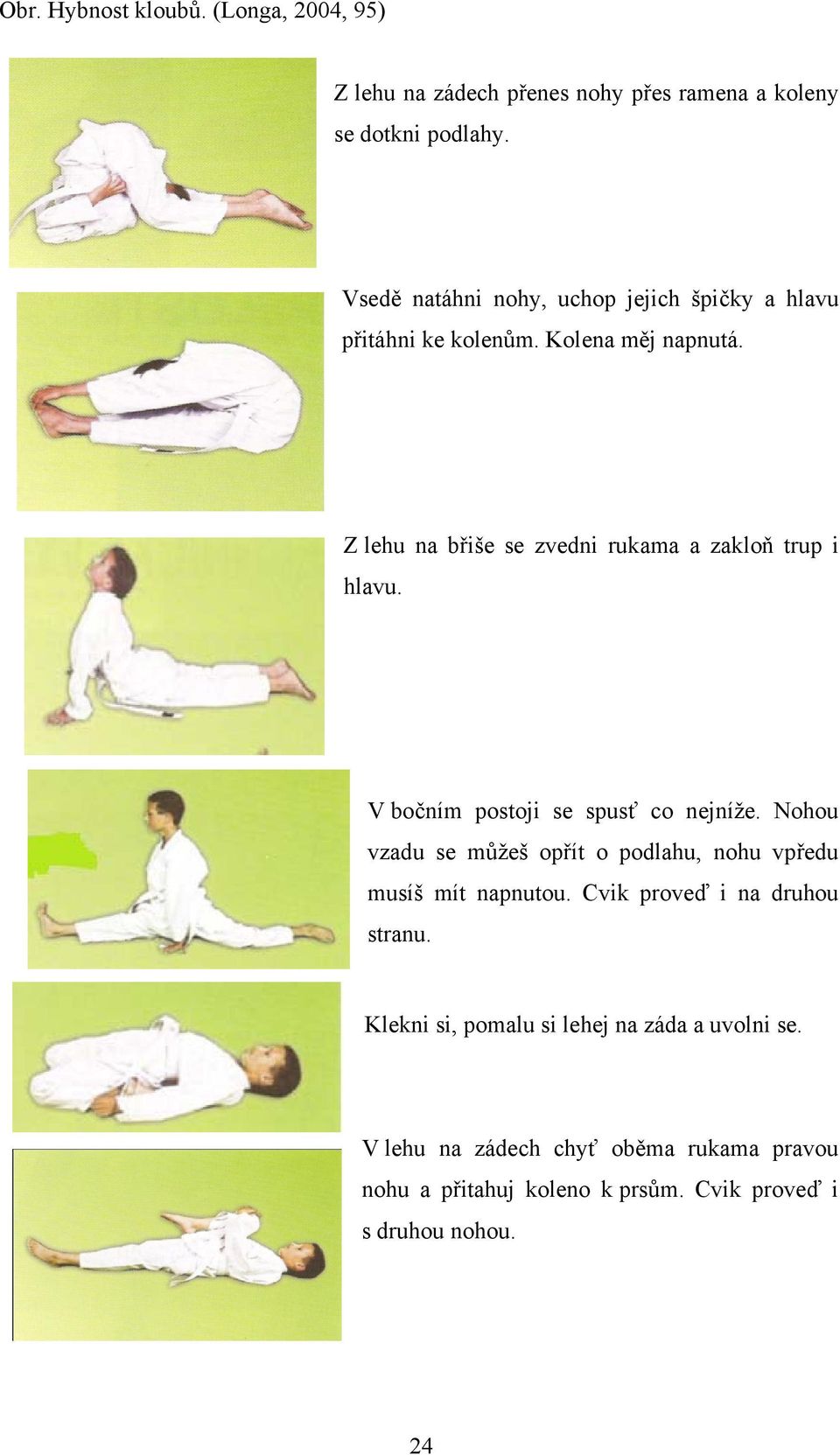 Z lehu na břiše se zvedni rukama a zakloň trup i hlavu. V bočním postoji se spusť co nejníže.