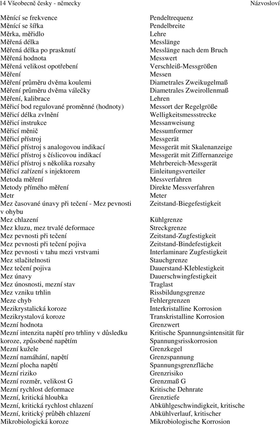 indikací Měřicí přístroj s několika rozsahy Měřicí zařízení s injektorem Metoda měření Metody přímého měření Metr Mez časované únavy při tečení - Mez pevnosti v ohybu Mez chlazení Mez kluzu, mez