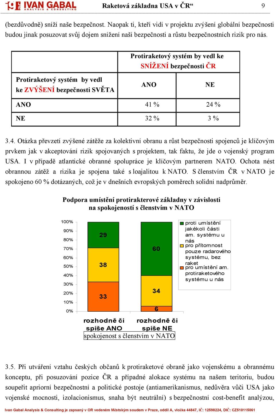 Protiraketový systém by vedl ke SNÍŽENÍ bezpečnosti ČR Protiraketový systém by vedl ke ZVÝŠENÍ bezpečnosti SVĚTA ANO NE ANO 41