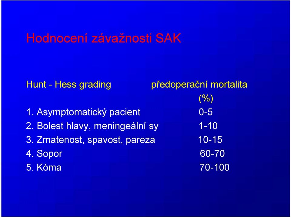 Asymptomatický pacient 0-5 2.