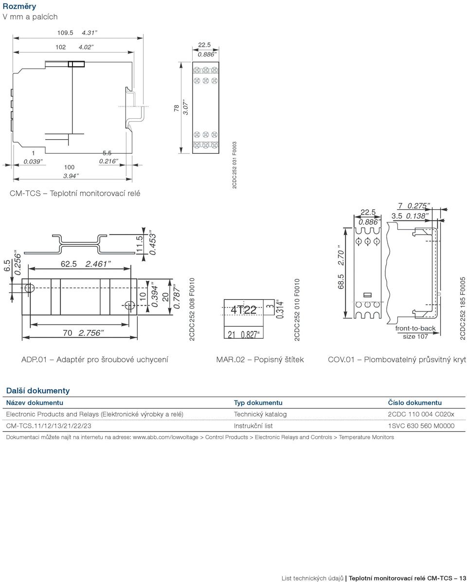 výrobky a relé) Technický katalog 2CDC 110 004 C020x CM-TCS.