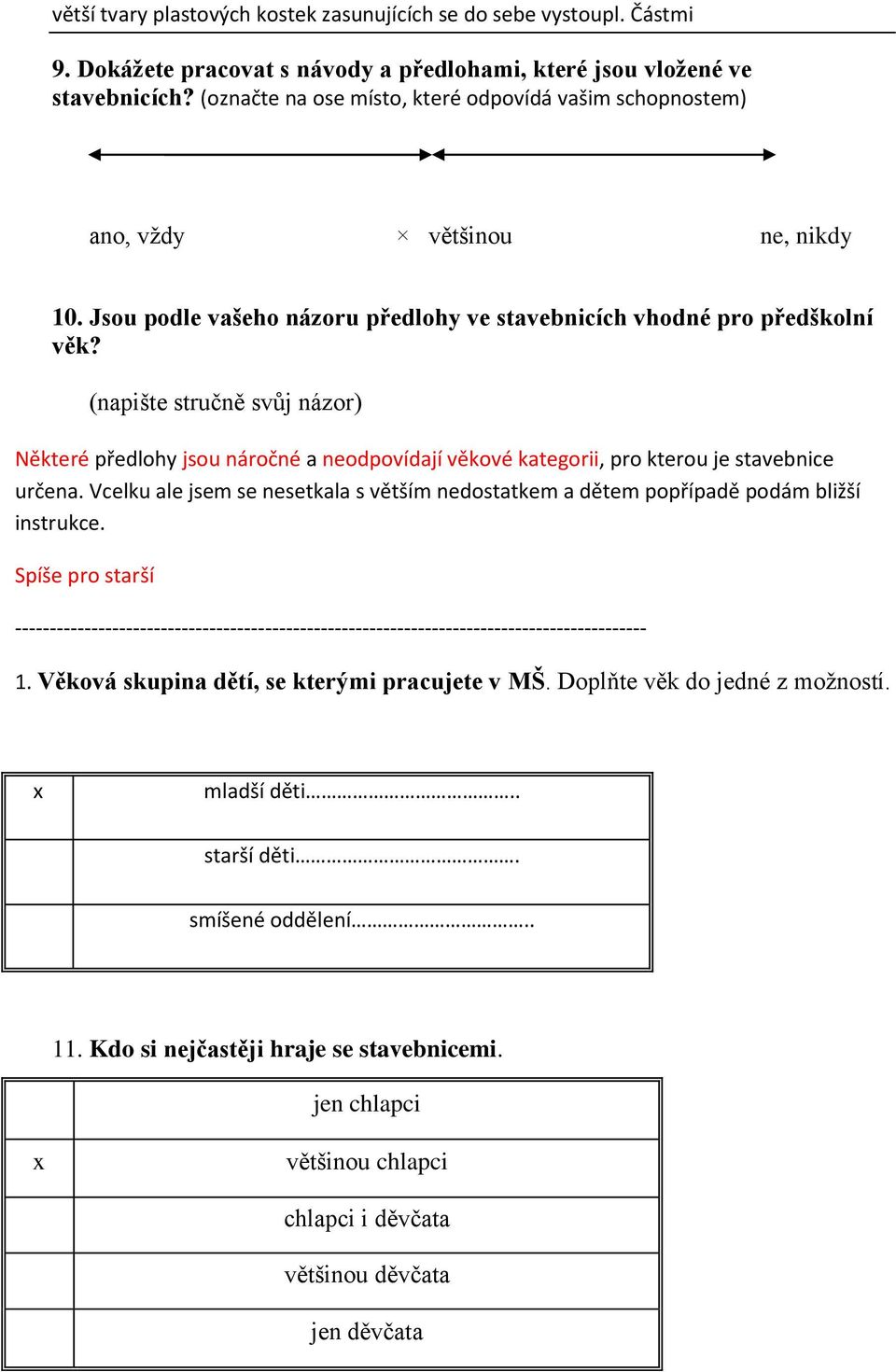 (napište stručně svůj názor) Některé předlohy jsou náročné a neodpovídají věkové kategorii, pro kterou je stavebnice určena.
