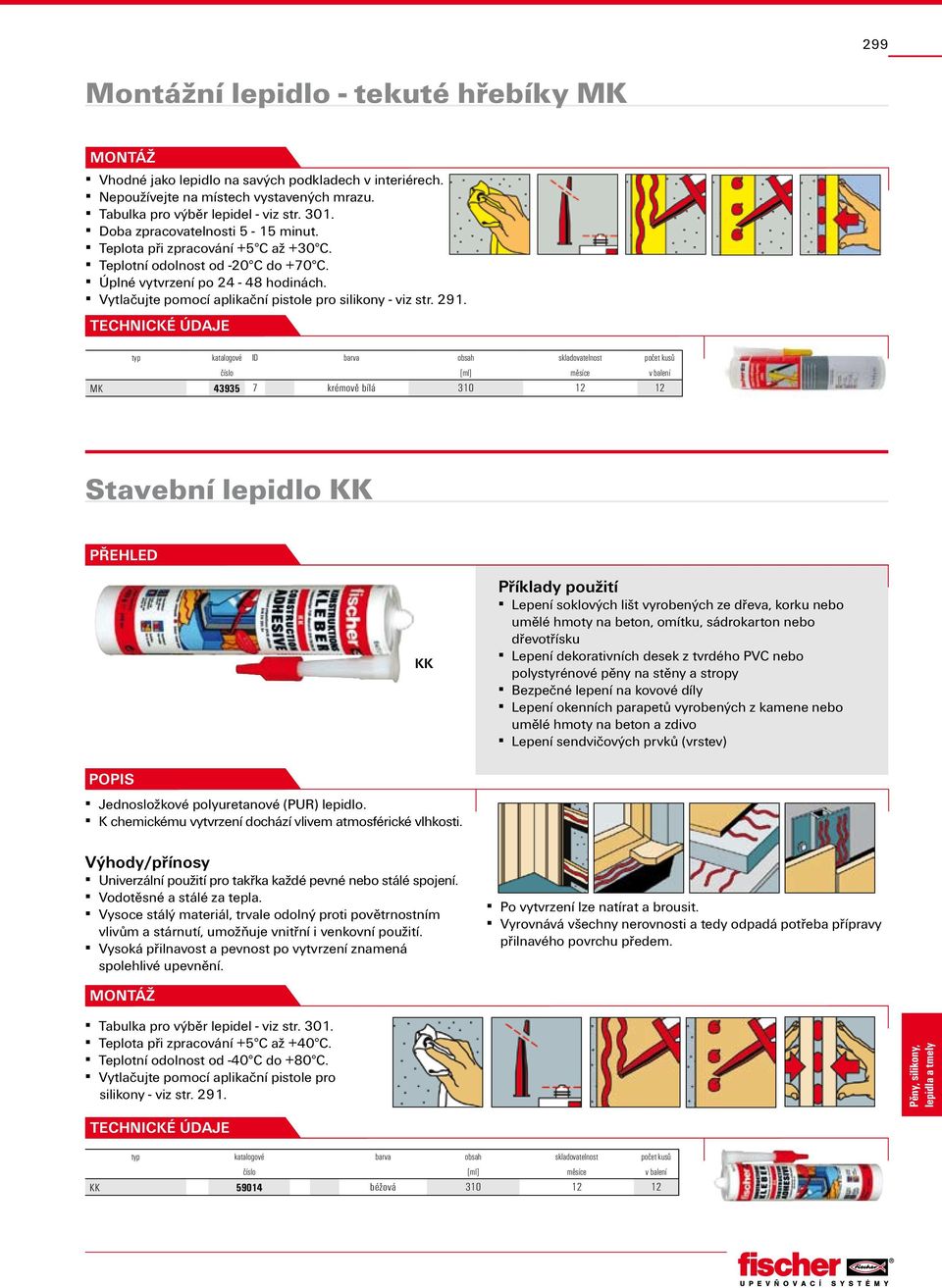 ID barva obsah skladovatelnost počet kusů [ml] měsíce v balení MK 43935 7 krémově bílá 310 12 12 Stavební lepidlo KK KK Lepení soklových lišt vyrobených ze dřeva, korku nebo umělé hmoty na beton,