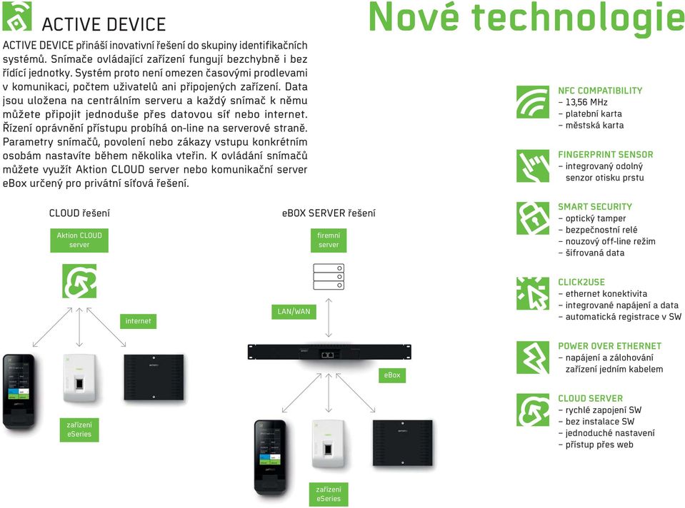 Data jsou uložena na centrálním serveru a každý snímač k němu můžete připojit jednoduše přes datovou síť nebo internet. Řízení oprávnění přístupu probíhá on-line na serverové straně.