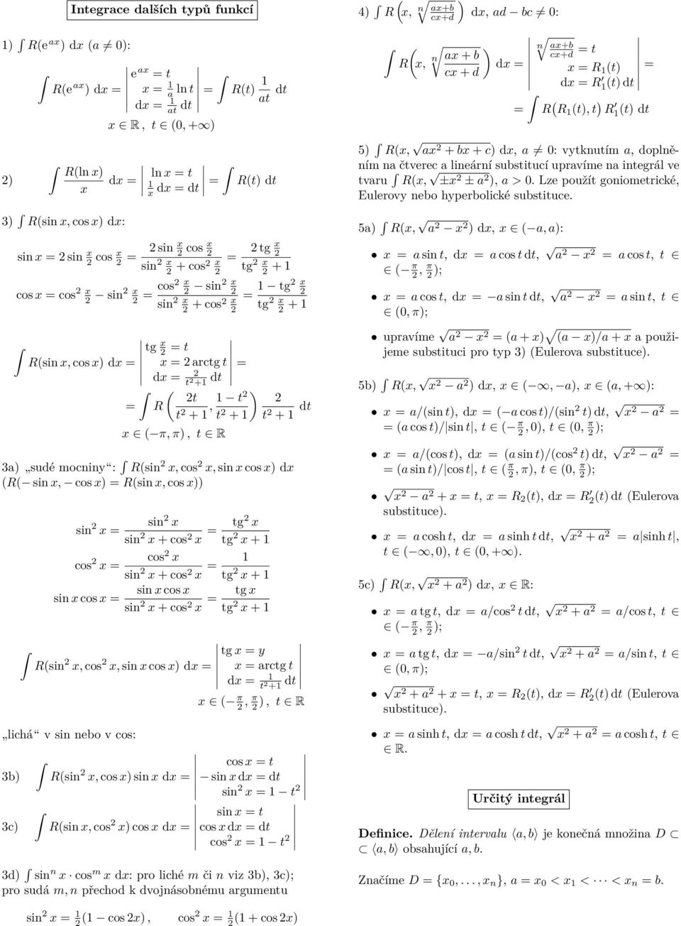 sin cos sin cos sin + cos tg tg + 5) R, ) d,, ): sin t, d cos t dt, π, π ); cos t, t cos cos sin cos sin sin + cos tg tg + tg Rsin, cos ) d t rctg t d t + dt t R t +, ) t t + t + dt π, π), t R 3)