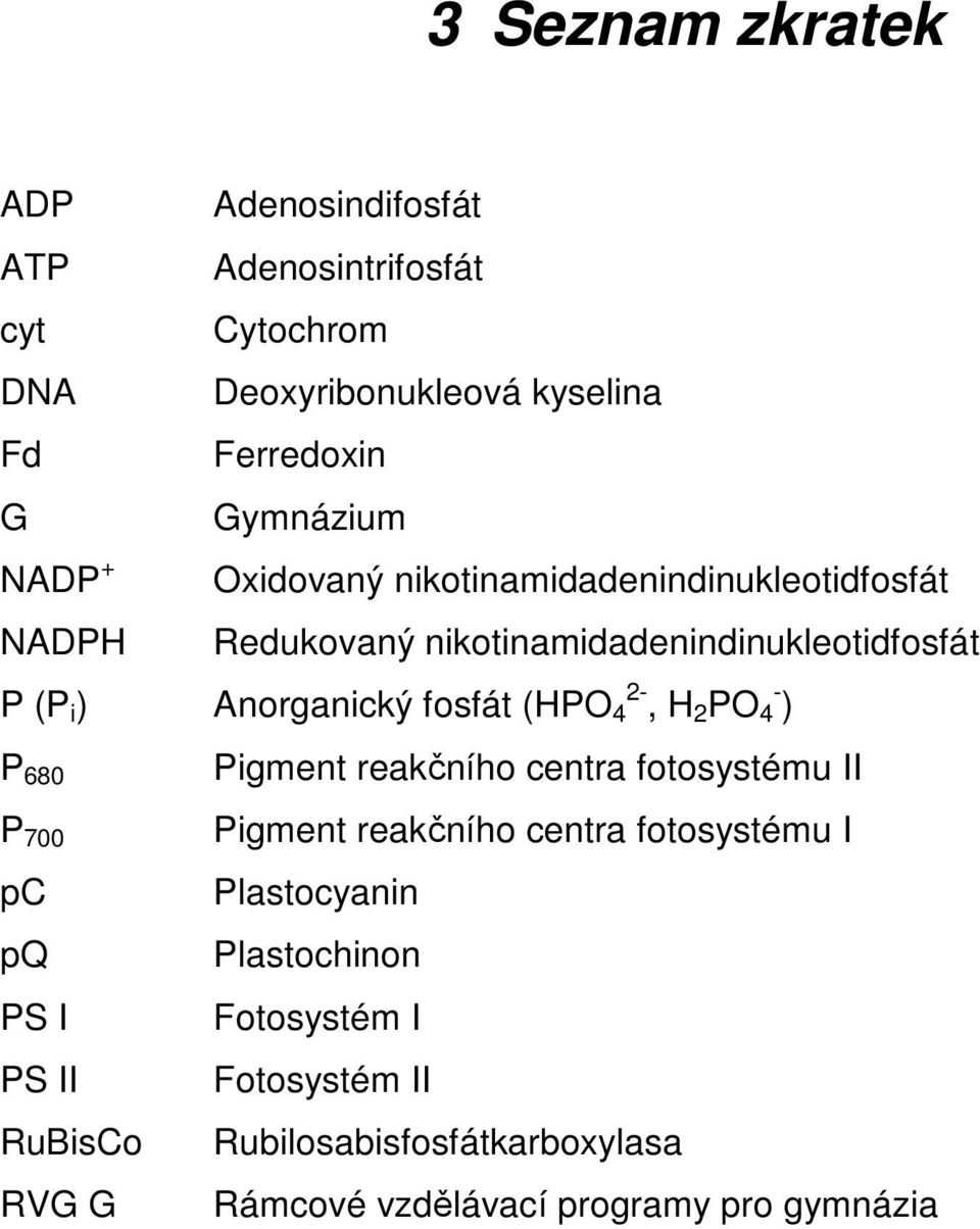 (HPO 2-4, H 2 PO - 4 ) P 680 P 700 pc pq PS I PS II RuBisCo RVG G Pigment reakčního centra fotosystému II Pigment reakčního centra