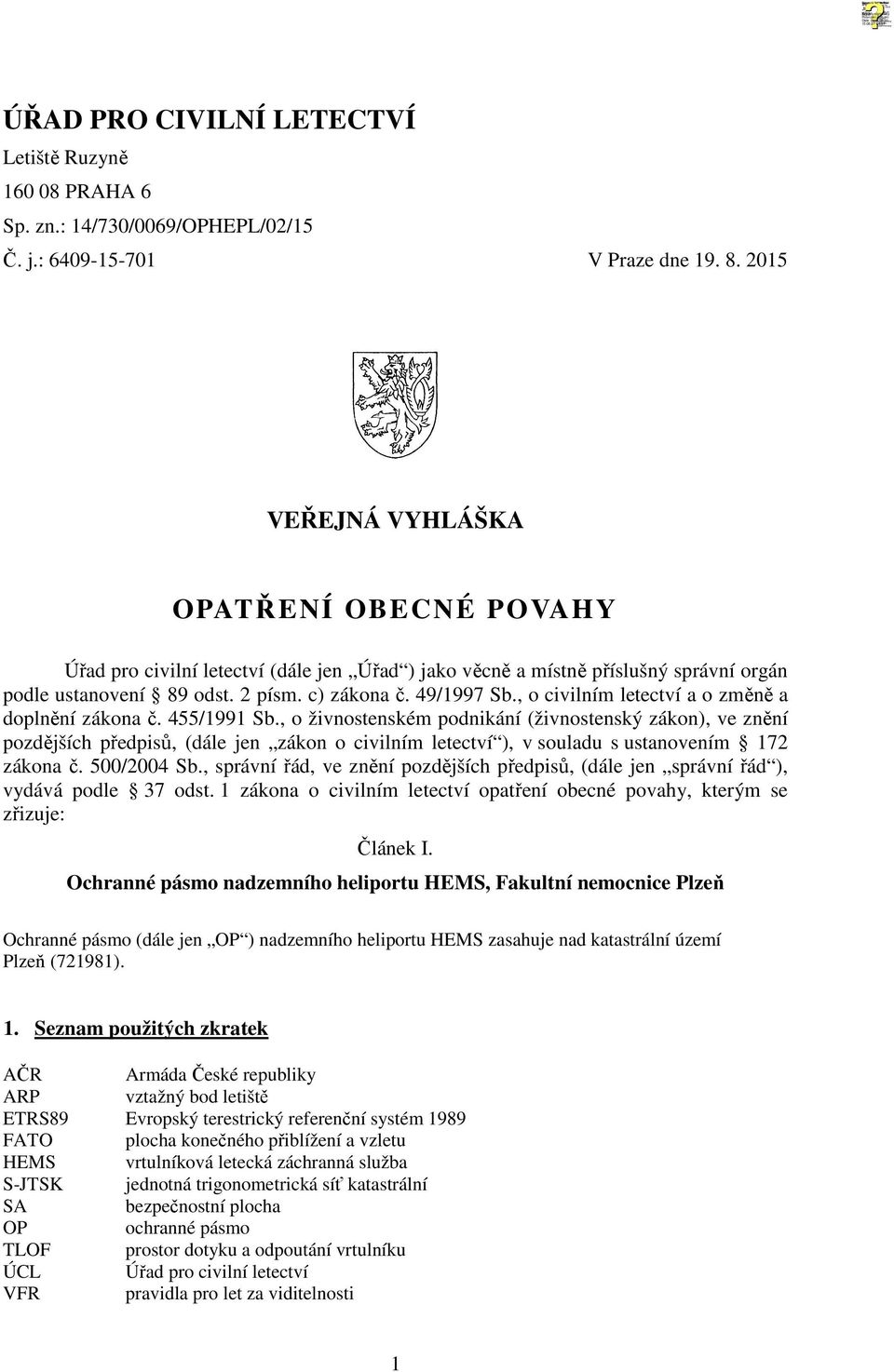 , o civilním letectví a o změně a doplnění zákona č. 455/1991 Sb.