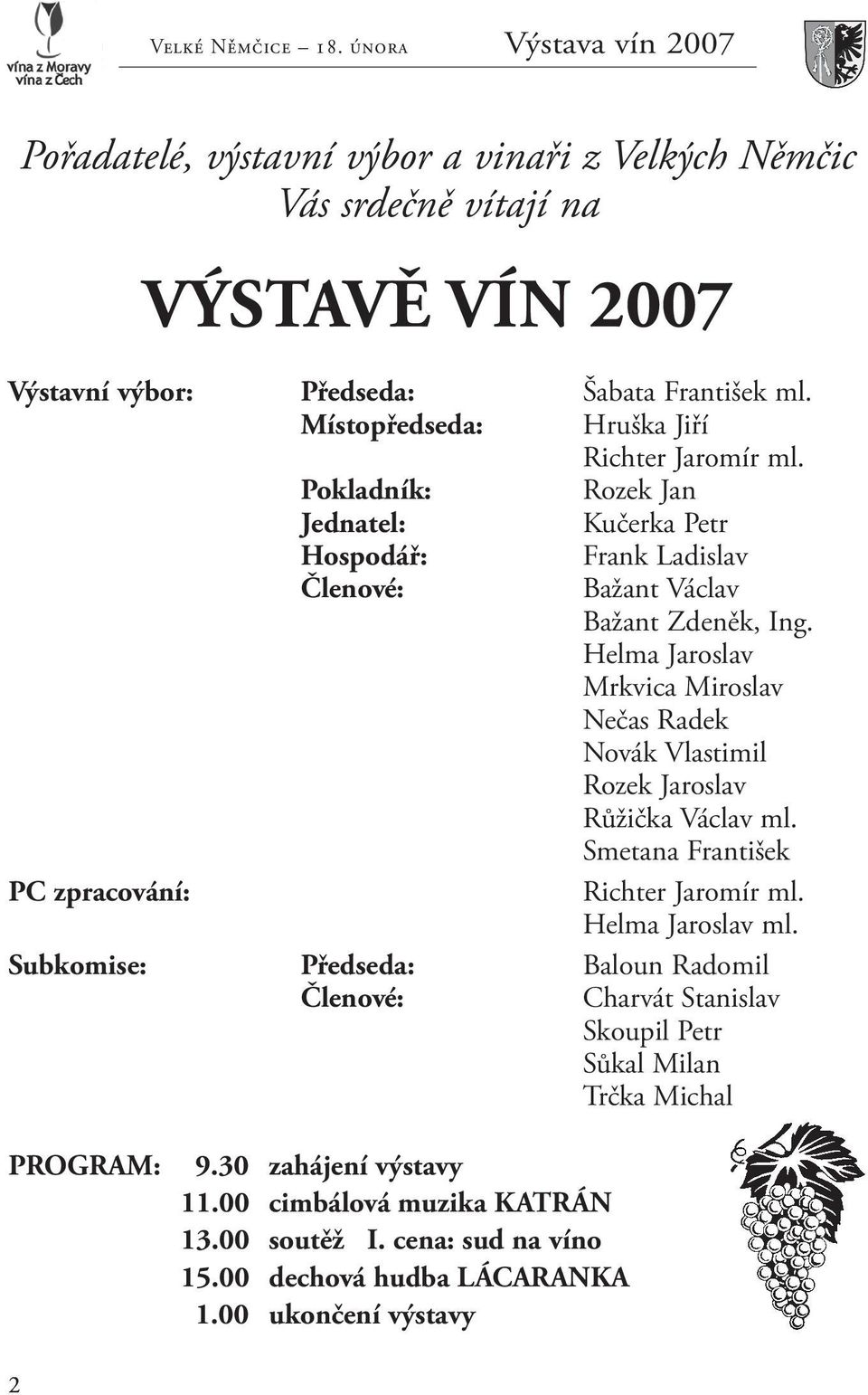 Helma Jaroslav Mrkvica Miroslav Nečas Radek Novák Vlastimil Rozek Jaroslav Růžička Václav ml. Smetana František PC zpracování: Richter Jaromír ml. Helma Jaroslav ml.