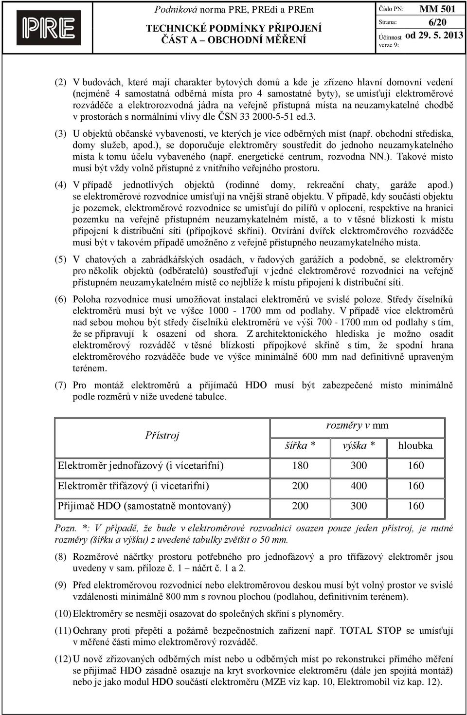 obchodní střediska, domy služeb, apod.), se doporučuje elektroměry soustředit do jednoho neuzamykatelného místa k tomu účelu vybaveného (např. energetické centrum, rozvodna NN.). Takové místo musí být vždy volně přístupné z vnitřního veřejného prostoru.