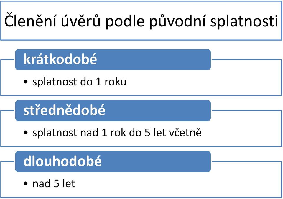 1 roku střednědobé splatnost nad 1