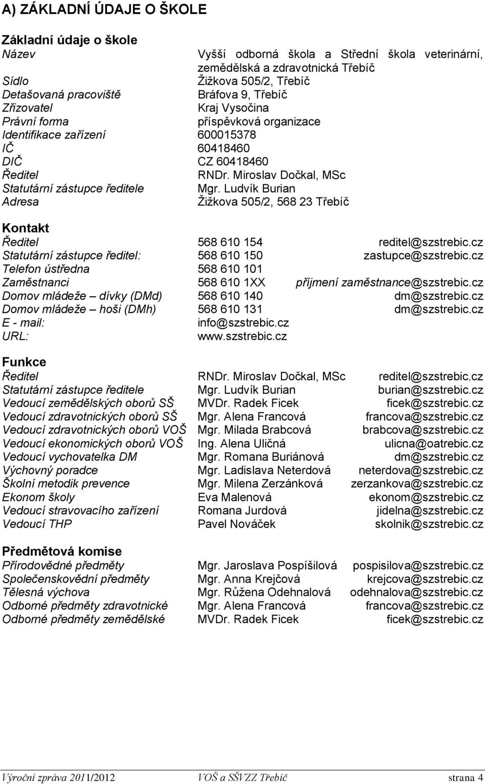 Miroslav Dočkal, MSc Mgr. Ludvík Burian Žižkova 505/2, 568 23 Třebíč Kontakt Ředitel 568 610 154 reditel@szstrebic.cz Statutární zástupce ředitel: 568 610 150 zastupce@szstrebic.