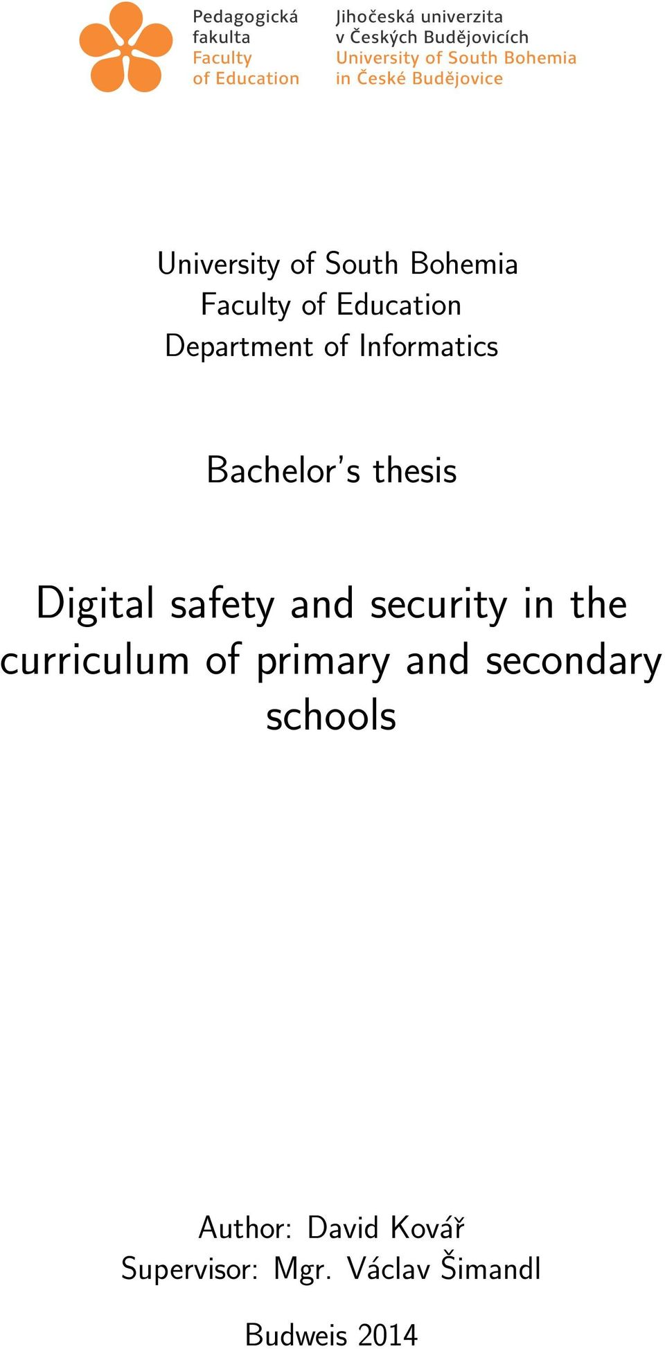 and security in the curriculum of primary and secondary