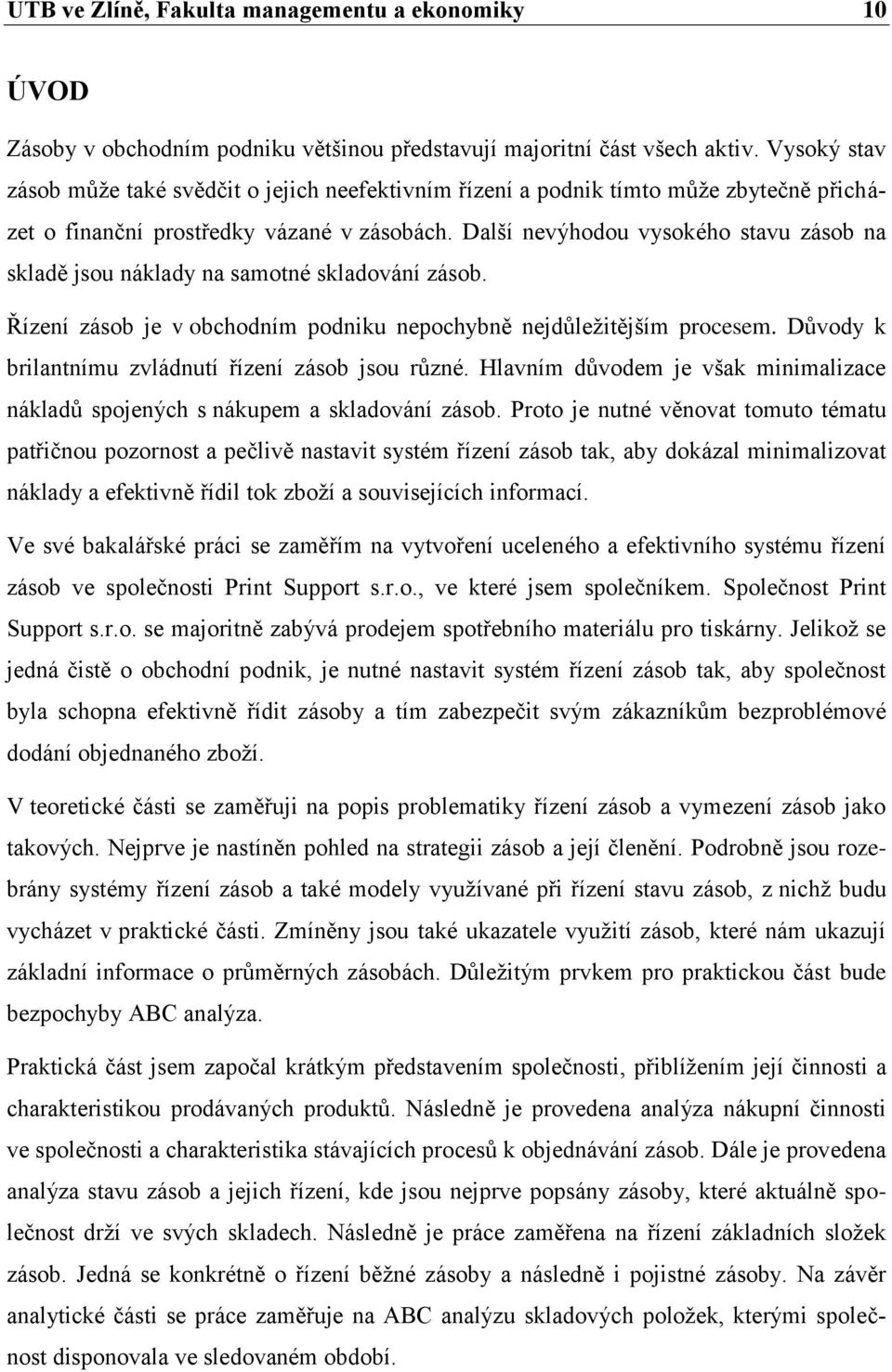 Návrh systému řízení zásob ve společnosti Print support s.r.o. Miroslav  Kadlček - PDF Stažení zdarma