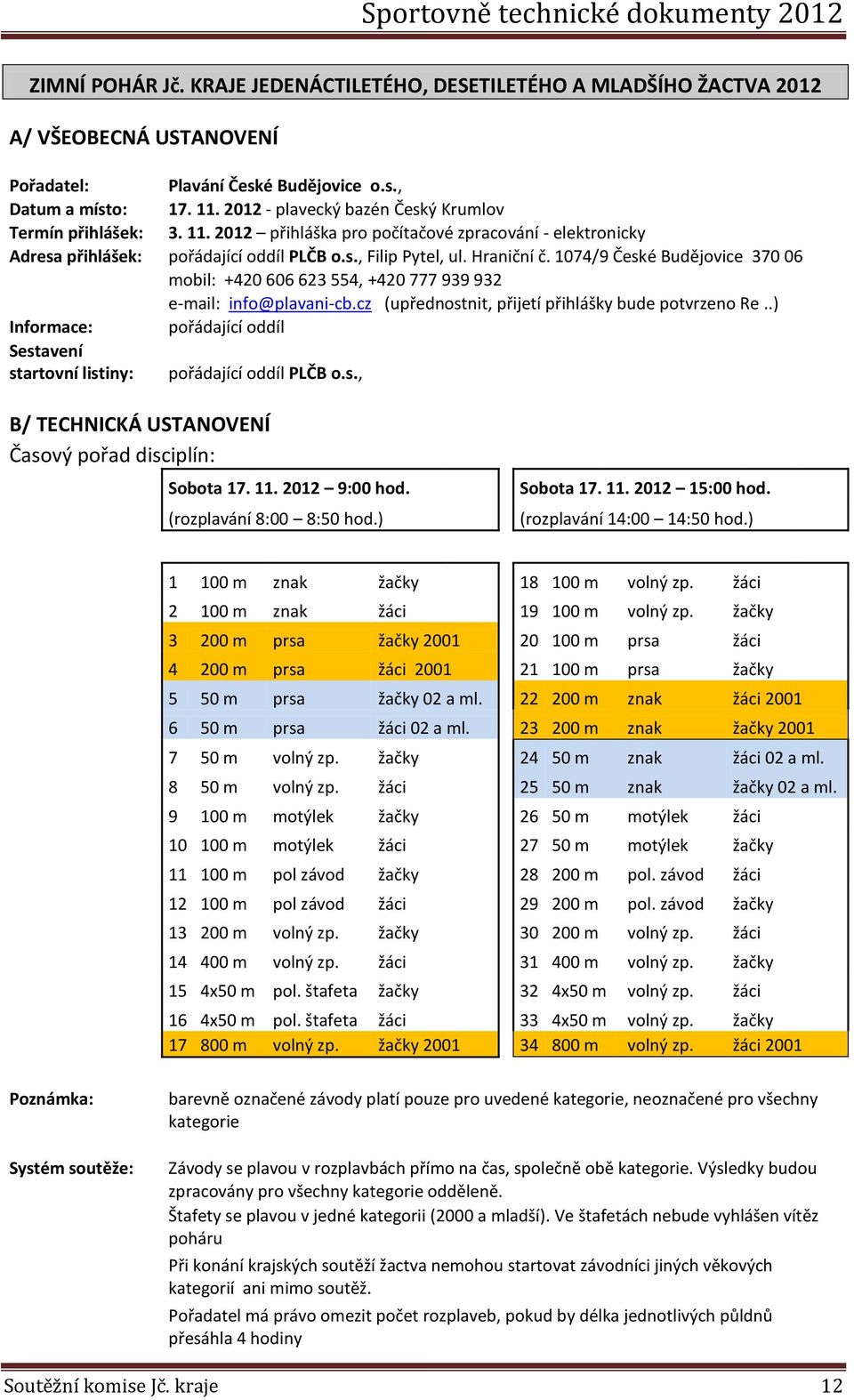 1074/9 České Budějovice 370 06 mobil: +420 606 623 554, +420 777 939 932 e-mail: info@plavani-cb.cz (upřednostnit, přijetí přihlášky bude potvrzeno Re.