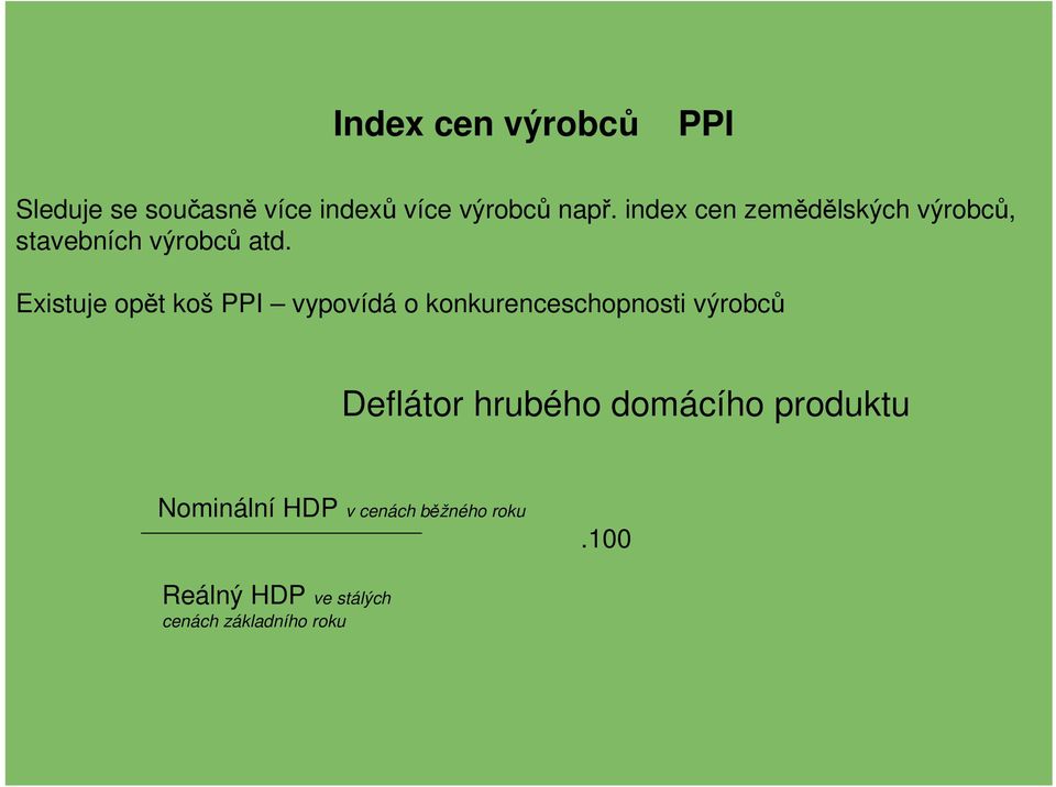 Existuje opět koš PPI vypovídá o konkurenceschopnosti výrobců Deflátor