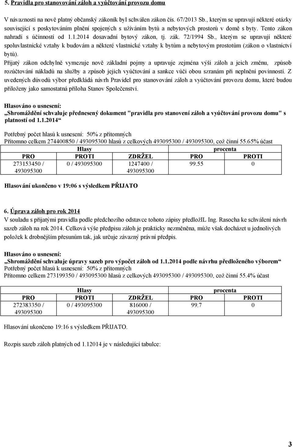 1.2014 dosavadní bytový zákon, tj. zák. 72/1994 Sb., kterým se upravují některé spoluvlastnické vztahy k budovám a některé vlastnické vztahy k bytům a nebytovým prostotům (zákon o vlastnictví bytů).