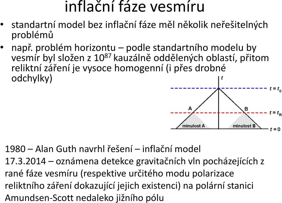 vysoce homogenní (i přes drobné odchylky) 1980 Alan Guth navrhl řešení inflační model 17.3.