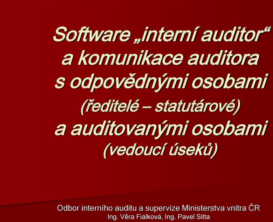 auditovanými osobami (vedoucí úseků) Odbor interního