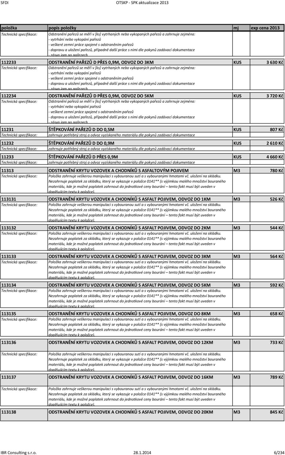 dokumentace - zásyp jam po pařezech 112234 ODSTRANĚNÍ PAŘEZŮ D PŘES 0,9M, ODVOZ DO 5KM KUS 3 720 Kč  případně další práce s nimi dle pokynů zadávací dokumentace - zásyp jam po pařezech 11231