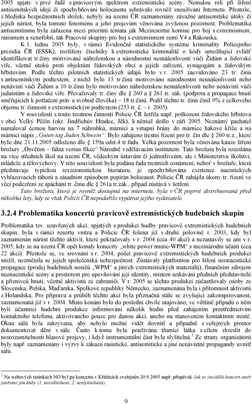 Problematika antisemitismu byla zařazena mezi prioritní témata jak Meziresortní komise pro boj s extremismem, rasismem a xenofobií, tak Pracovní skupiny pro boj s extremismem zemí V4 a Rakouska. K 1.