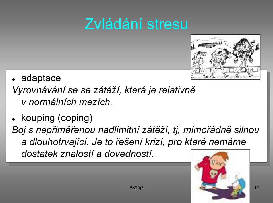 kouping (coping) Boj s nepřiměřenou nadlimitní zátěží, tj,