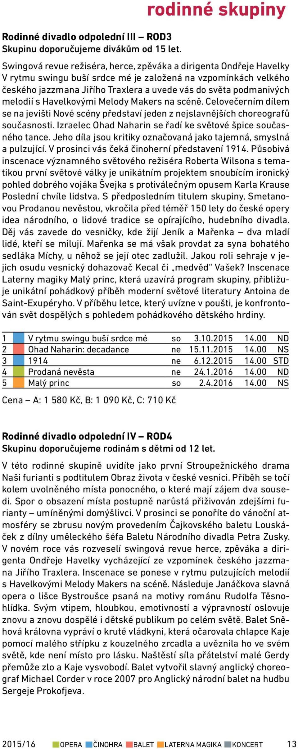 melodií s Havelkovými Melody Makers na scéně. Celovečerním dílem se na jevišti Nové scény představí jeden z nejslavnějších choreografů současnosti.