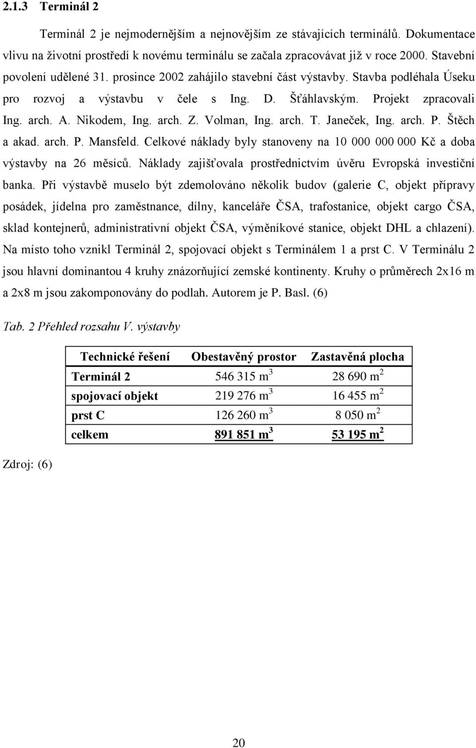 arch. Z. Volman, Ing. arch. T. Janeček, Ing. arch. P. Štěch a akad. arch. P. Mansfeld. Celkové náklady byly stanoveny na 10 000 000 000 Kč a doba výstavby na 26 měsícŧ.