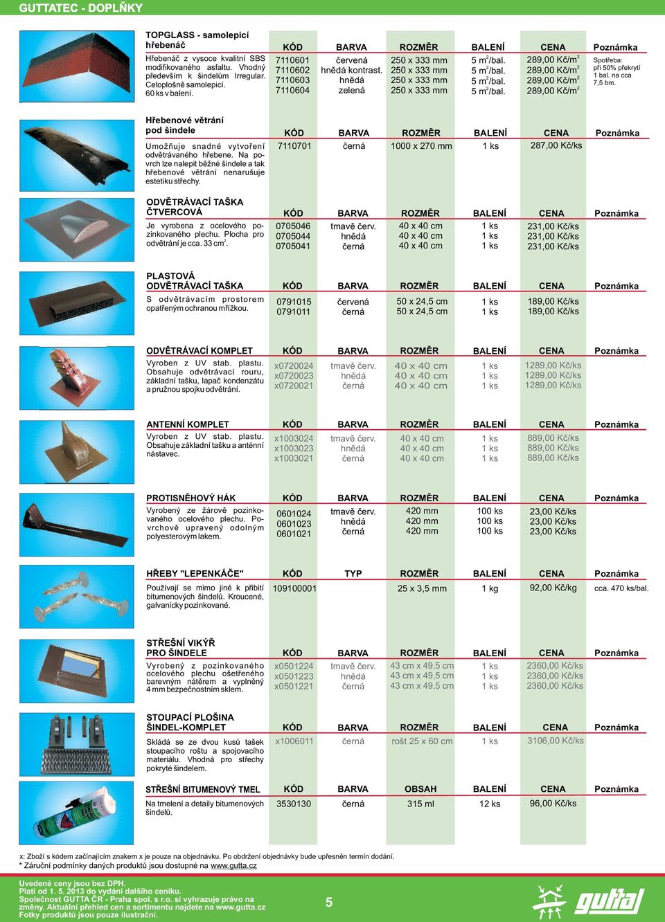 7110604 zelená 50 x 333 mm 5 m /bal. 89,00 Kè/m Høebenové vìtrání pod šindele Umožòuje snadné vytvoøení odvìtrávaného høebene.