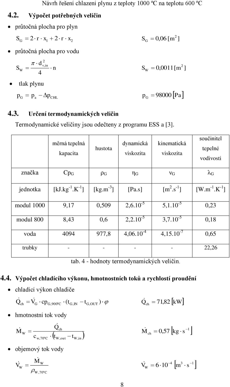 měrná tepelná kapacita hustota dynamická viskozita kematická viskozita součitel tepelné vodivosti značka Cp ρ η ν λ jednotka [kj.kg -.K - ] [kg.m -3 ] [Pa.s] [m 2.s - ] [.m -.K - ] modul 000 9,7 0,509 2,6.