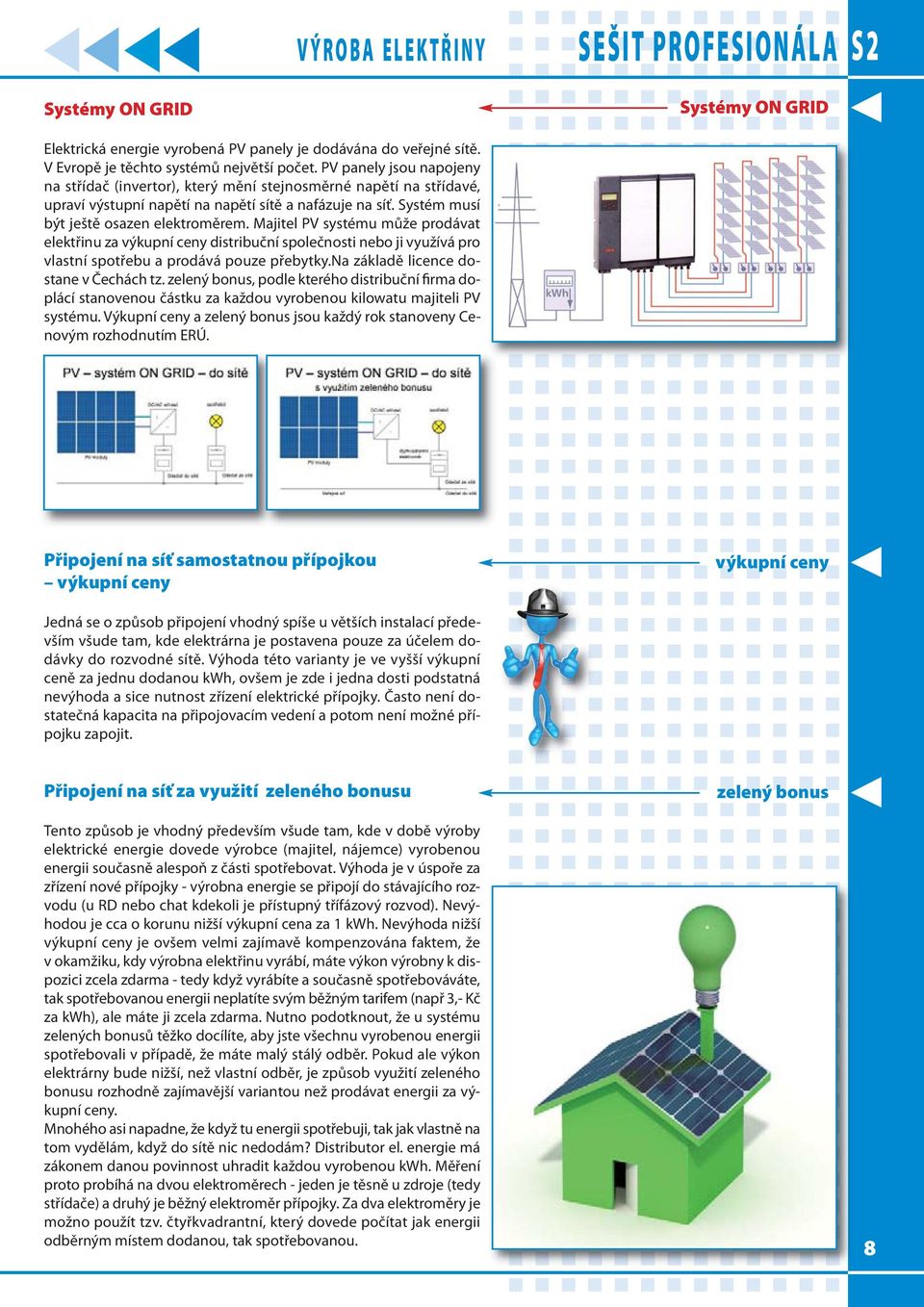 Majitel PV systému může prodávat elektřinu za výkupní ceny distribuční společnosti nebo ji využívá pro vlastní spotřebu a prodává pouze přebytky.na základě licence dostane v Čechách tz.
