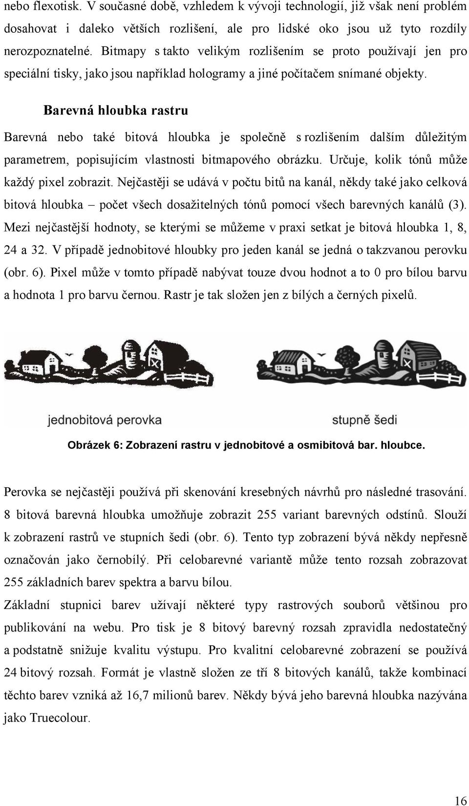 Barevná hloubka rastru Barevná nebo také bitová hloubka je společně s rozlišením dalším důležitým parametrem, popisujícím vlastnosti bitmapového obrázku. Určuje, kolik tónů může každý pixel zobrazit.