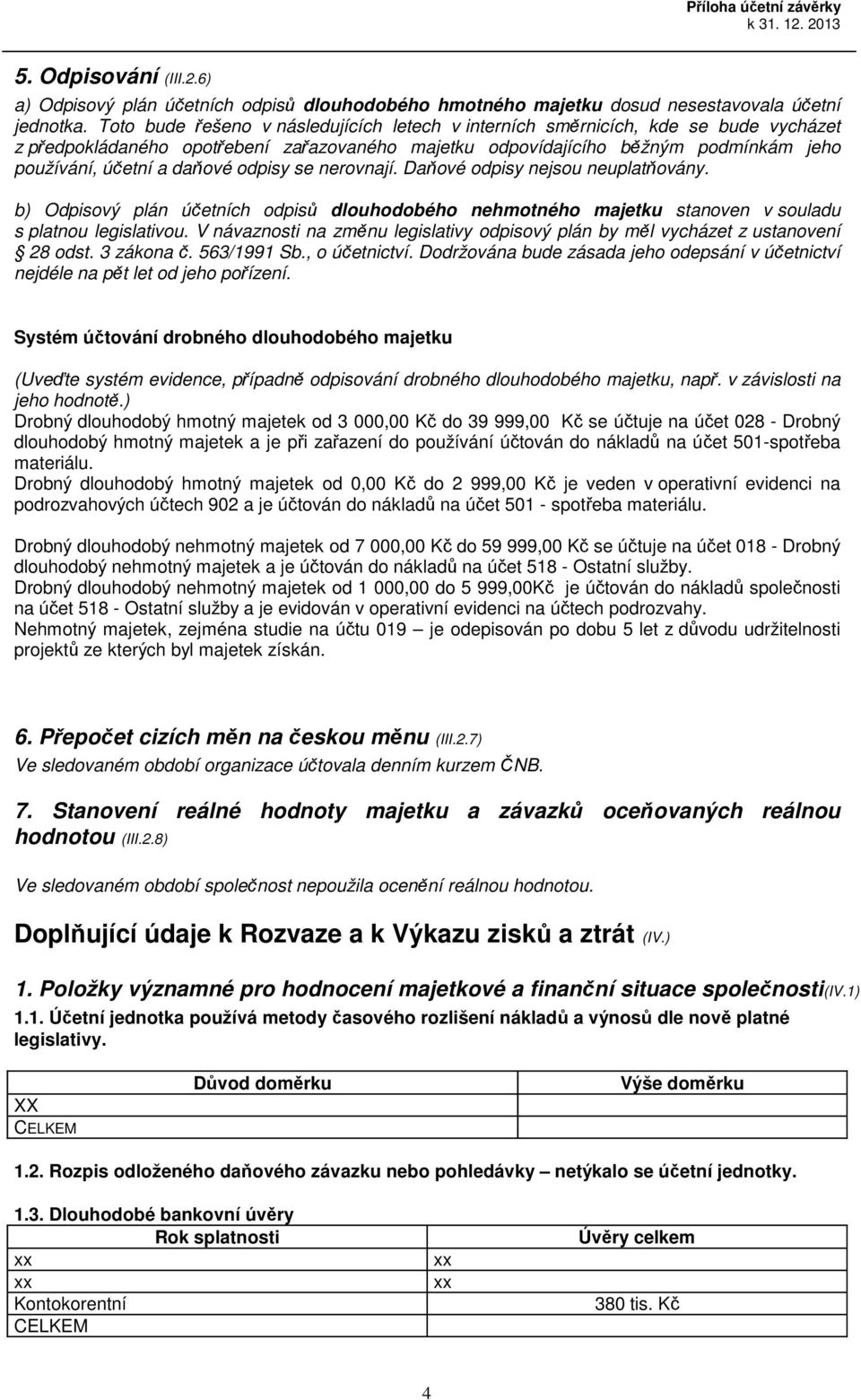 odpisy se nerovnají. Daňové odpisy nejsou neuplatňovány. b) Odpisový plán účetních odpisů dlouhodobého nehmotného majetku stanoven v souladu s platnou legislativou.