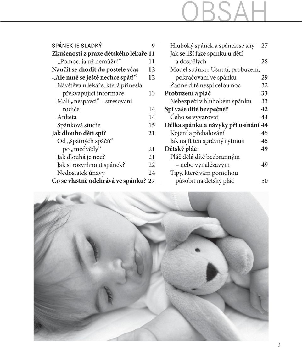 21 Od špatných spáčů po medvědy 21 Jak dlouhá je noc? 21 Jak si rozvrhnout spánek? 22 Nedostatek únavy 24 Co se vlastně odehrává ve spánku?