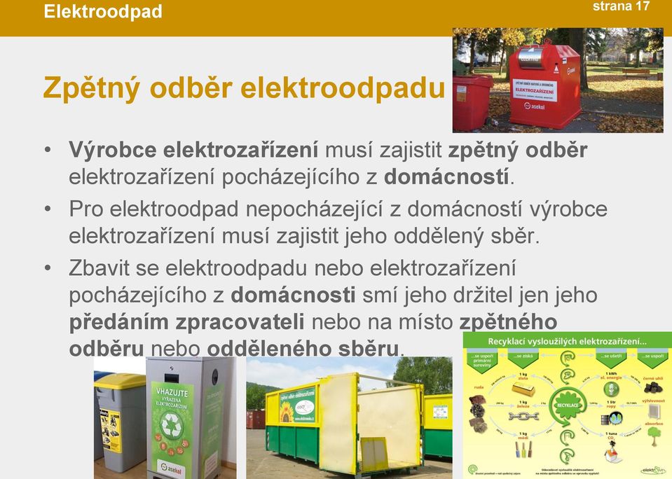 Pro elektroodpad nepocházející z domácností výrobce elektrozařízení musí zajistit jeho oddělený sběr.