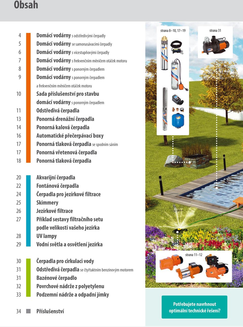 s ponorným čerpadlem Odstředivá čerpadla Ponorná drenážní čerpadla Ponorná kalová čerpadla Automatické přečerpávací boxy Ponorná tlaková čerpadla se spodním sáním Ponorná vřetenová čerpadla Ponorná