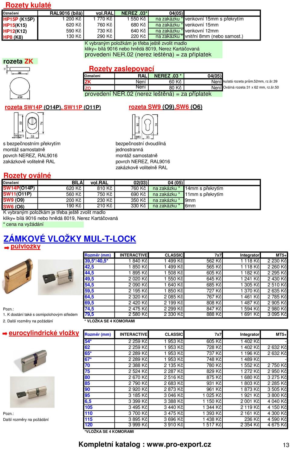 venkovní 12mm HP8 (K8) 130 Kč 290 Kč 220 Kč na zakázku * vnitřní 8mm (nebo samost.) K vybraným položkám je třeba ještě zvolit madlo kliky= bílá 9016 nebo hnědá 8019, Nerez Kartáčovaná provedení NER.