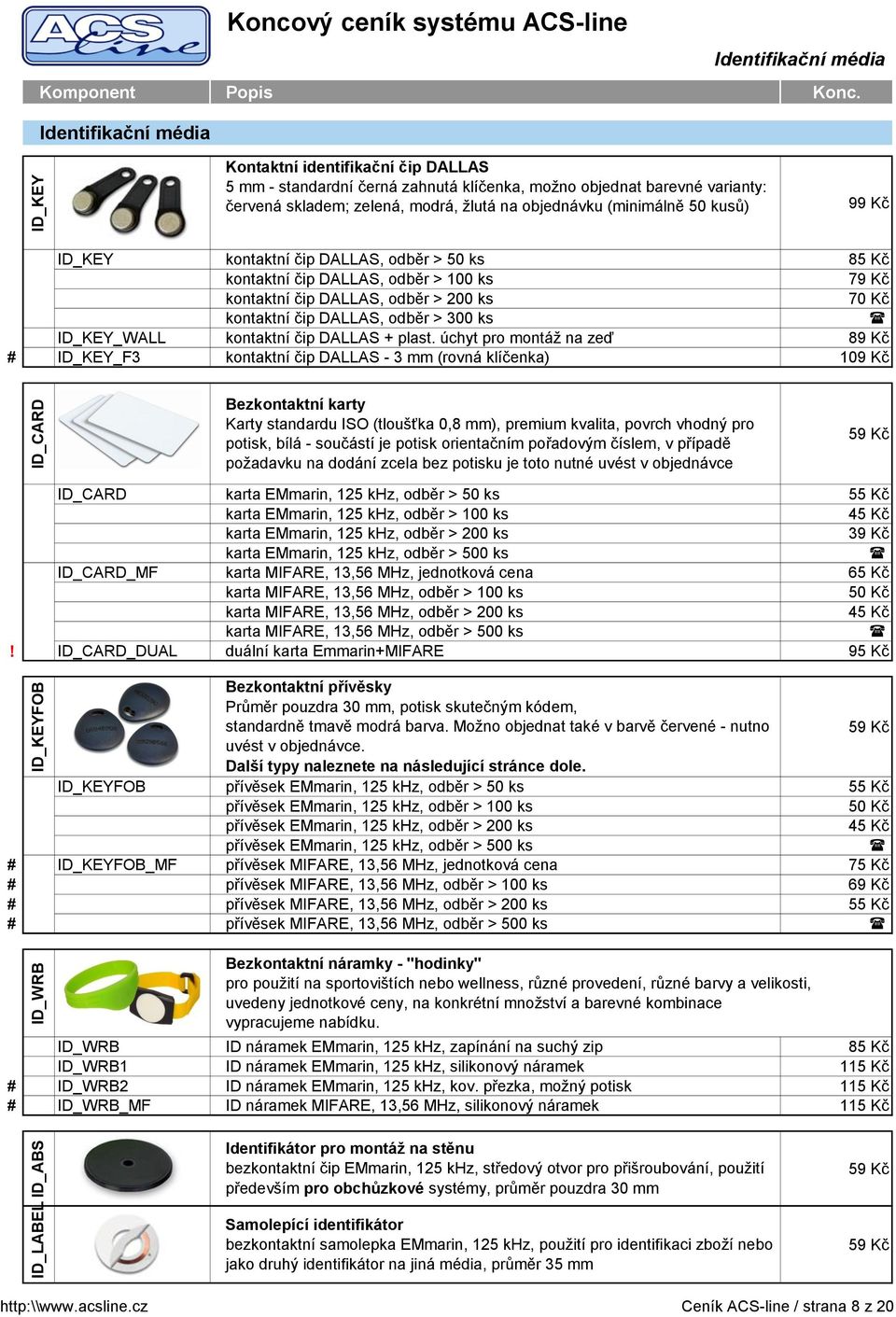 > 300 ks ( ID_KEY_WALL kontaktní čip DALLAS + plast.