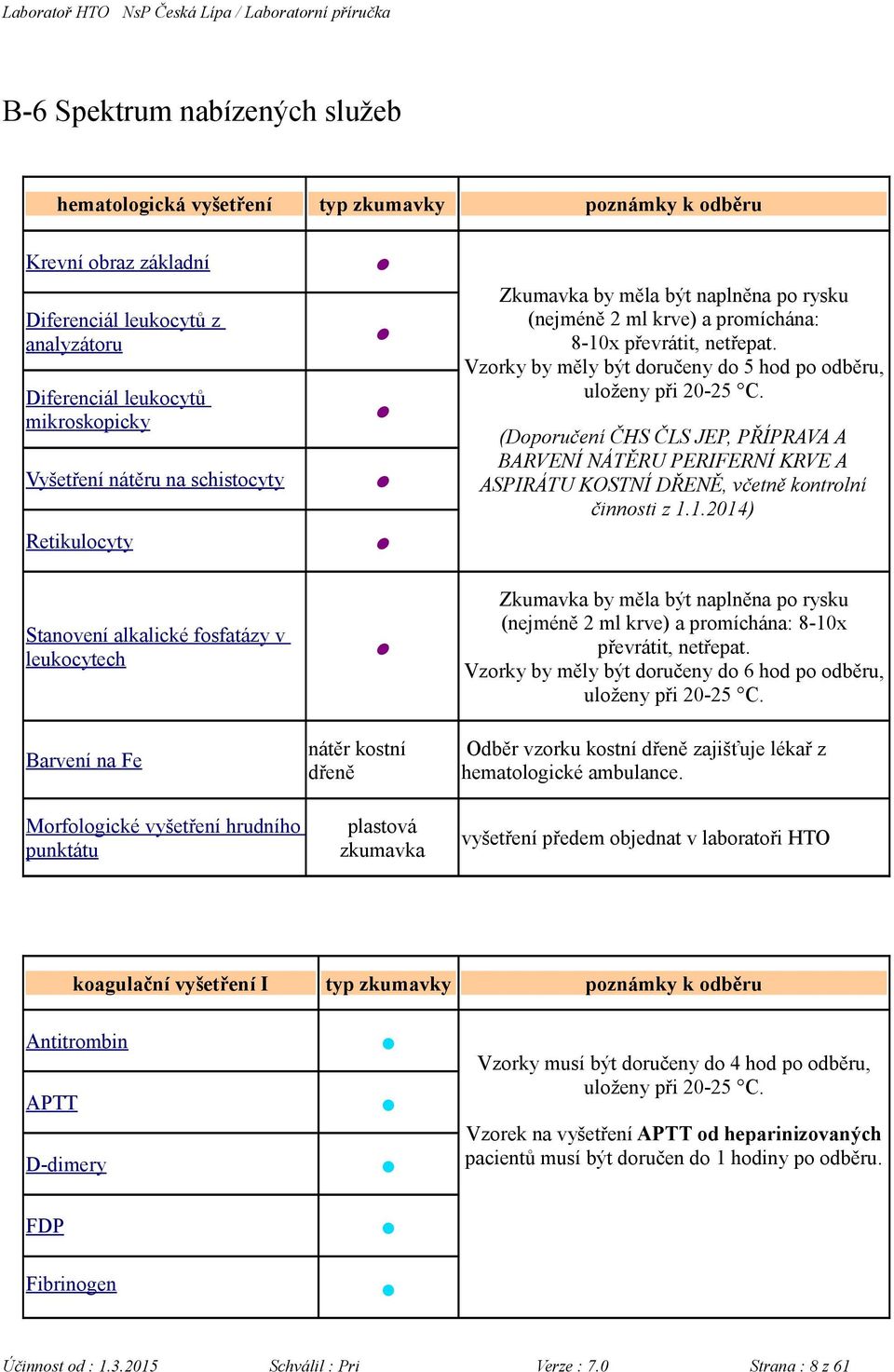 (nejméně 2 ml krve) a promíchána: 8-10x převrátit, netřepat. Vzorky by měly být doručeny do 5 hod po odběru, uloženy při 20-25 C.