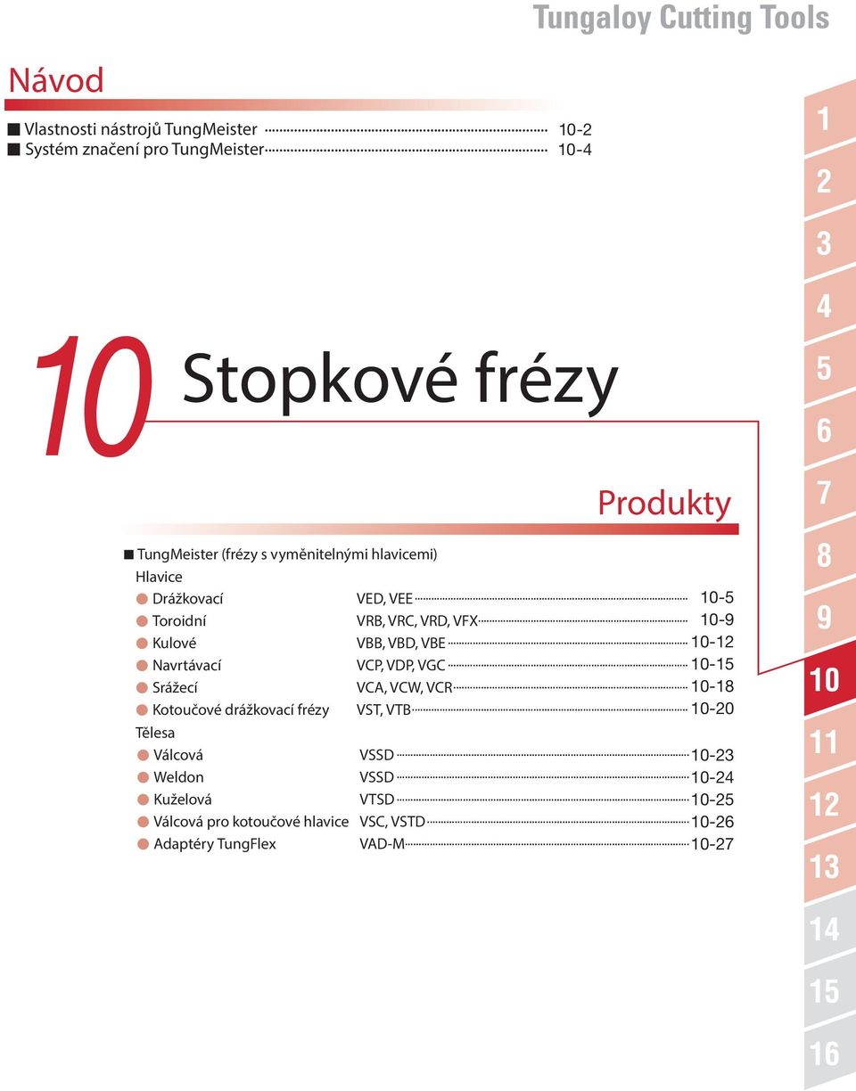 .. -5 Toroidní VB, VC, VD, VFX... -9 Kulové VBB, VBD, VBE... -12 Navrtávací VCP, VDP, VGC... -15 rážecí VCA, VCW, VC.