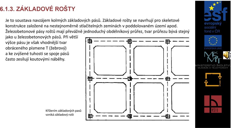 Železobetonové pásy roštů mají převážně jednoduchý obdélníkový průřez, tvar průřezu bývá stejný jako u železobetonových pásů.