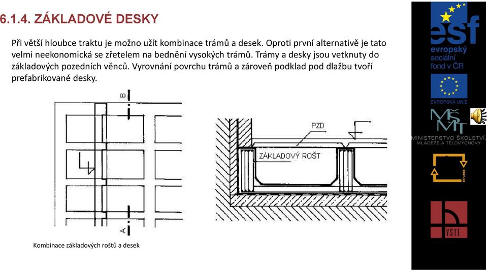 trámů. Trámy a desky jsou vetknuty do základových pozedních věnců.