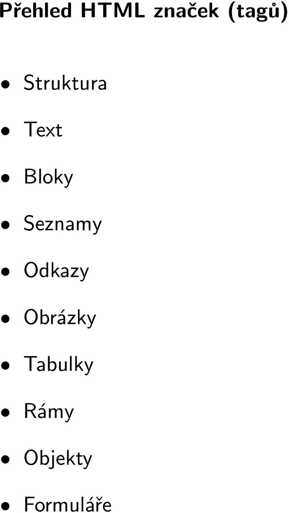 Text Bloky Seznamy